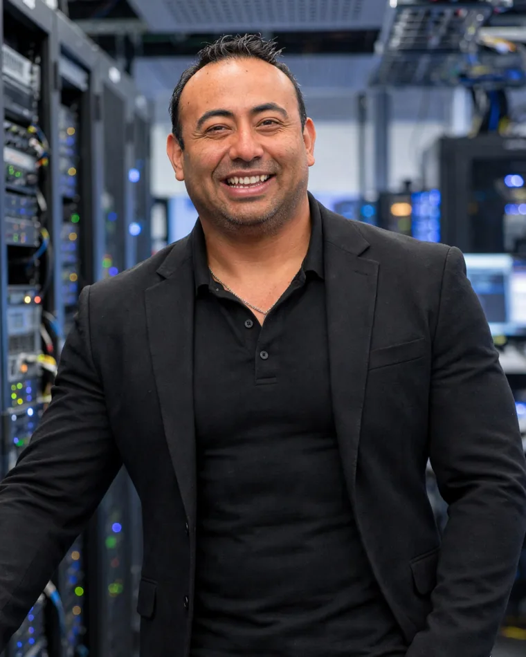 Angel Castillo, fundador de SERATEL, en un data center